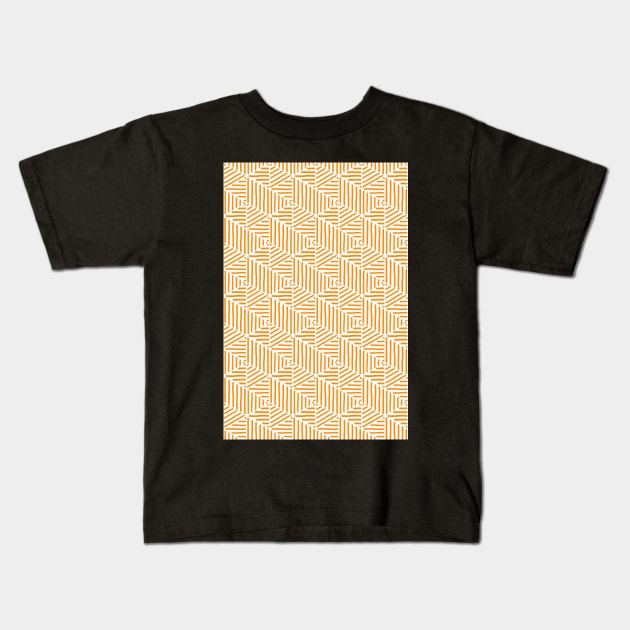 Geo Triangles - Orange Stripe Kids T-Shirt by Blue-Banana